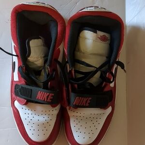 Jordan Red and White Athletic Shoes